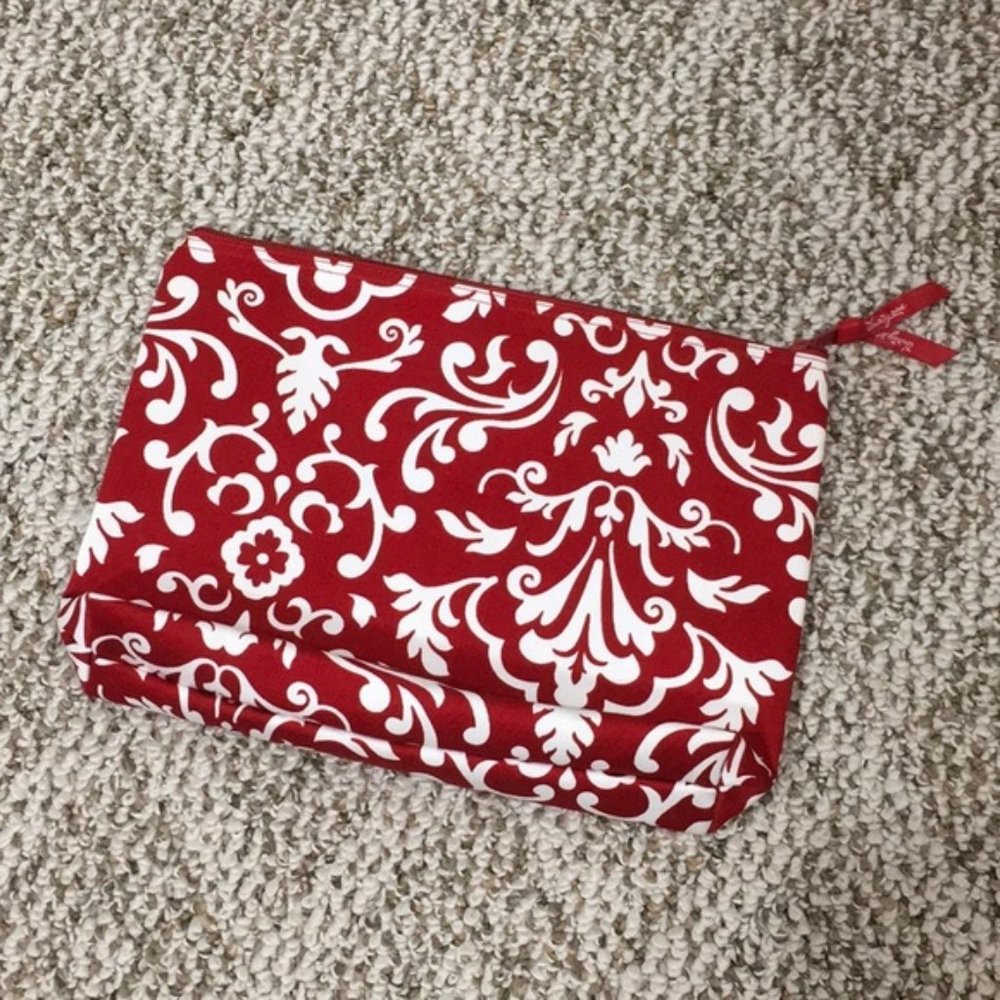 Large Red and White Paisley Zipper Pouch